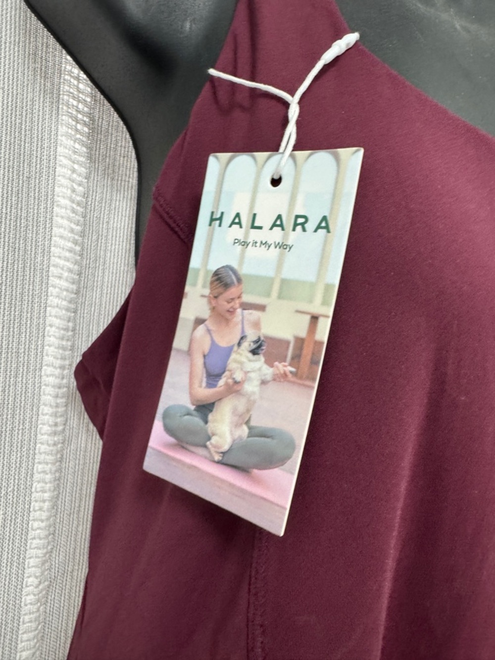 HALARA Sleeveless Athletic Dress in Burgundy - built in Bra & Shorts Size XL NWT - Picture 2 of 10